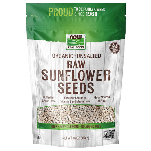 NOW Foods, Certified Organic Sunflower Seeds, Raw and Unsalted, Source of Fiber