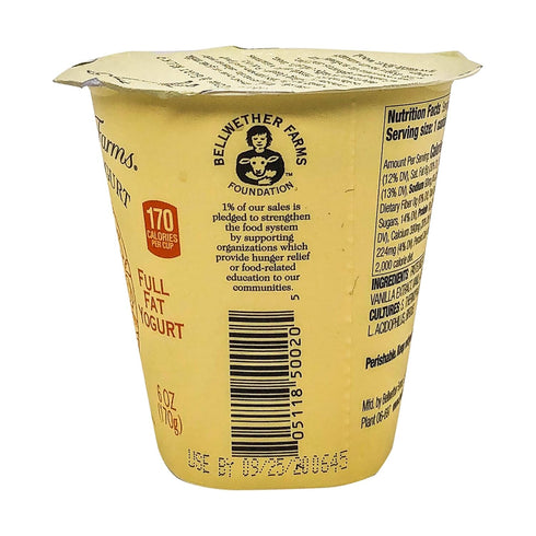 Bellwether Farms 6 OZ Vanilla Sheep Milk Yogurt