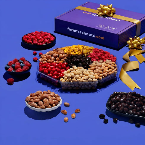 7 Nut And Chocolate Gift Basket - Gourmet Chocolate & Nuts Gift Basket - Thank You - Holiday Box - Get Well - Birthday