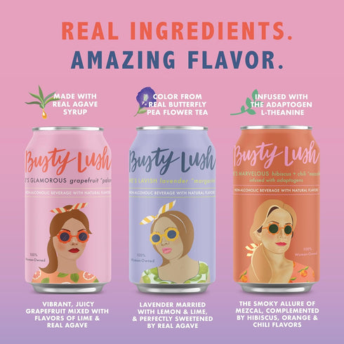 12 oz (8-Pack) Busty Lush Craft Mocktails Non-Alcoholic Sparkling Drinks, Zero Proof Drinks, Mezcalita, Alcohol