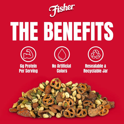 25 oz (Pack 1), 6 Fisher Dill Pickle Trail Mix, of Resealable Jar, Peanuts, Rye Crisps, Pretzels, Pepitas & Almonds, g