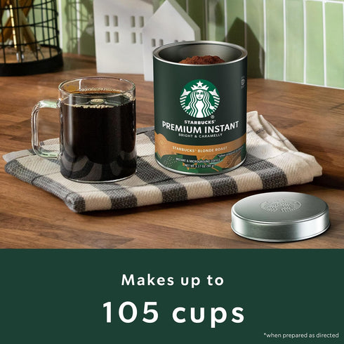 3.17 oz Starbucks Premium Instant Coffee, Starbucks Blonde Roast Coffee, Arabica Beans, Three Tins