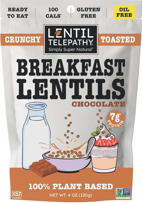 Lentil Telepathy Chocolate Breakfast Lentils, Crunchy High Protein Cereal & Granola Alternative,