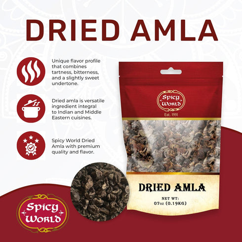 Spicy World Amla 7 Dried Fruit (Indian Gooseberry) Ounce Bag - Pure, and High Vitamin C Content