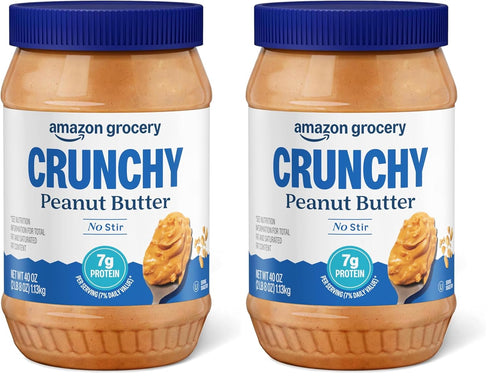 Amazon Grocery, Crunchy Peanut Butter, 40 Oz, Pack of 2 (Previously Amazon