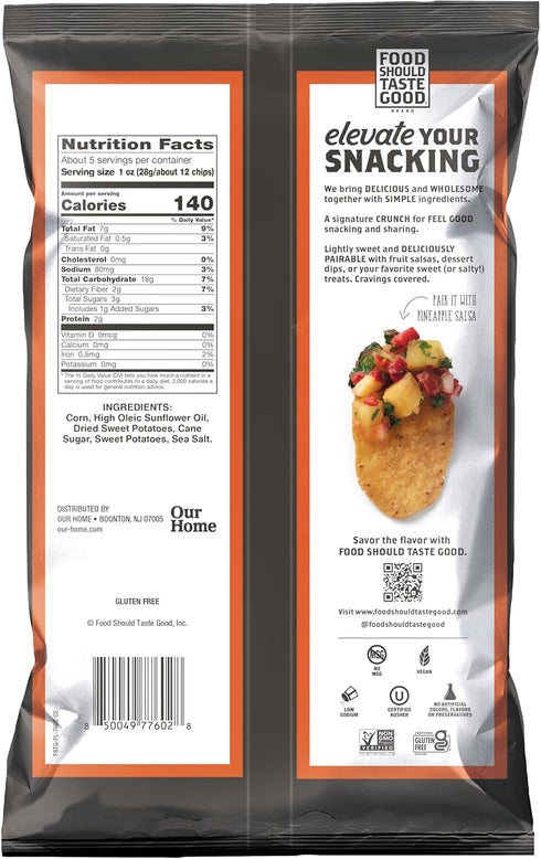 5.5oz Pack 6 Food Should Taste Good Sweet Potato Tortilla Chips, Bag