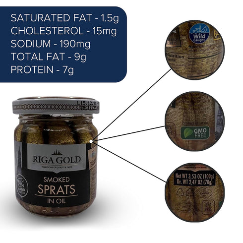 (Pack 5) Riga Gold Smoked Sprats in Oil - Wild Caught