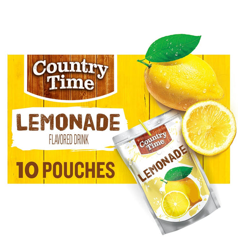 Country Time Ready to Drink Flavored Drink, 10 Pouches, for School Lunches