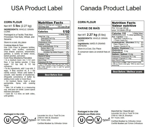 5 Food to Live Corn Flour, Pounds - Made from Whole Grain, Finely Ground Meal, Vegan, Kosher, Bulk, Great for Cooking