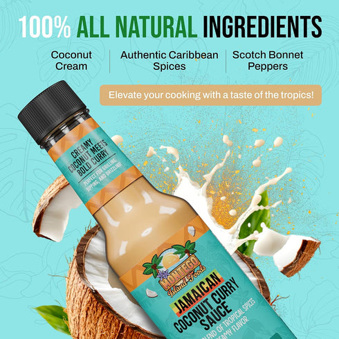 5 oz Montego Island Foods Jamaican Coconut Curry Sauce New Enhanced Recipe with Real Coconut Cream, Fresh Lime Juice