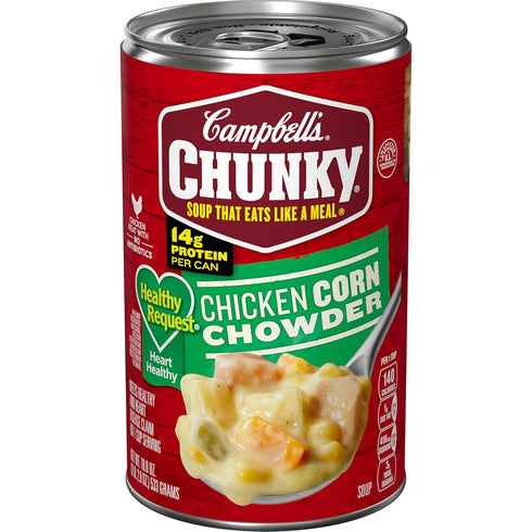 Campbell's Chunky Soup, Healthy Request Chicken Corn Chowder Soup, 18.8 Oz Can