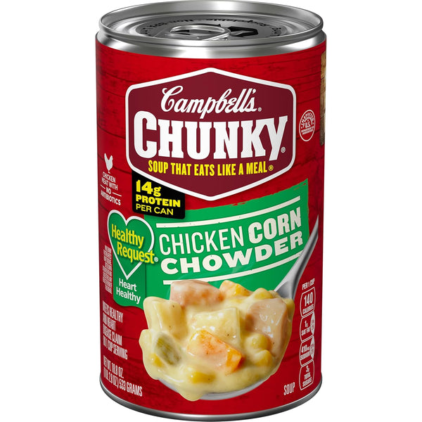 Campbell's Chunky Soup, Healthy Request Chicken Corn Chowder Soup, 18.8 Oz Can