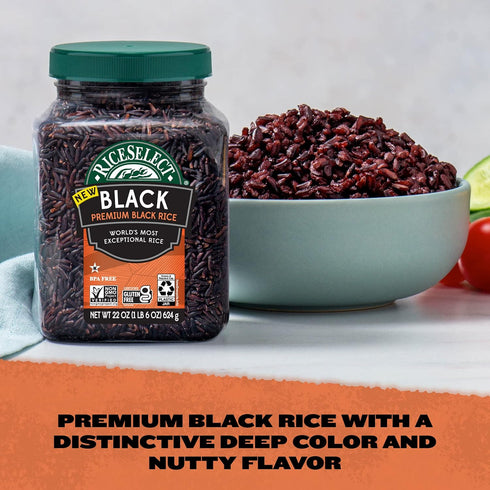 22-Ounce (Pack 1) RiceSelect Premium Black Rice, Whole-Grain, Gluten-Free, Non-GMO, and Vegan Rice, BPA-Free Jar
