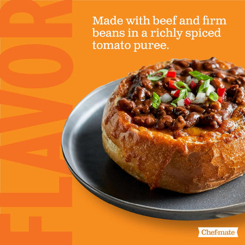 6 lb 11 oz (#10 Chef-mate Beef Chili, Canned Beans with Meat, Can Bulk)