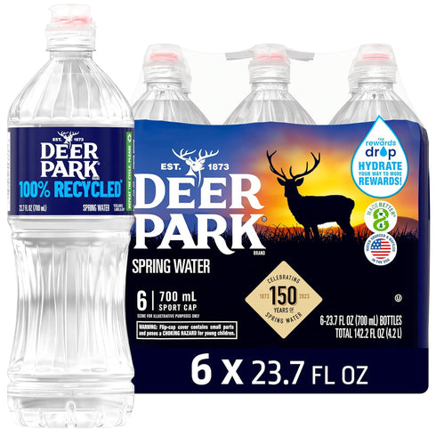 Deer Park Spring Water, 6 Pack - Crisp Refreshing Taste - 23.7