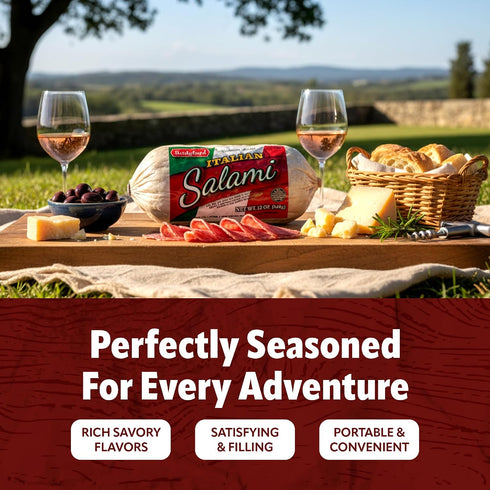 12 oz Pack 6 Bridgford Dry Italian Salami of - Zero-Carb, Protein-Rich, Naturally Fermented, Shelf-Stable Charcuterie