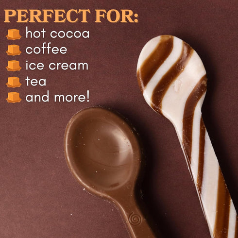 Pack 5 Needzo Ultimate Stirring Spoon Assortment, Chocolate and Caramel Edible Spoons for Hot Cocoa and Gourmet Gift