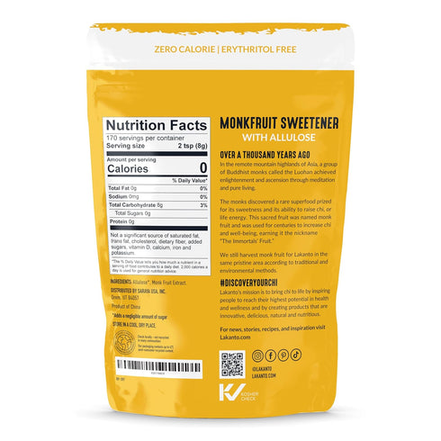 3 LB Lakanto Golden Monk Fruit Sweetener With Allulose, Raw Cane Sugar Substitute From Monk Fruit Extract, Raw Sugar