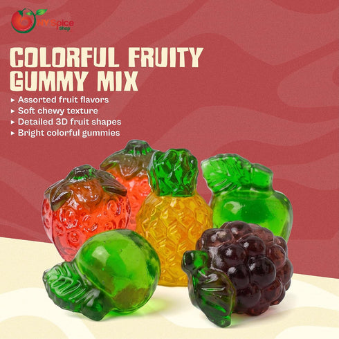 3D Gummy 5 3D Gummies Pack Gummy Gummies NY Spice Shop Fruit Mix Candy Bulk - Pound Mix for Cakes - Chewy Candy - Fruit
