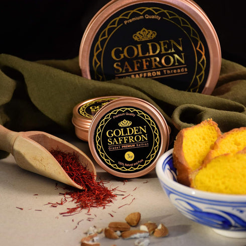 Golden Saffron, Finest Pure Premium All Red Saffron Threads, Grade A+ Super Negin, 3.0 Grams