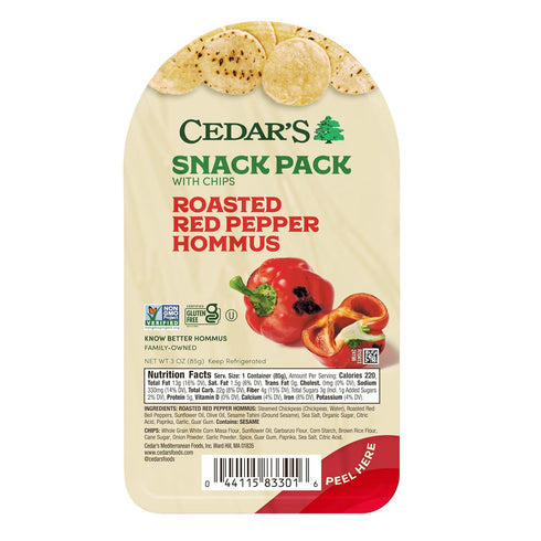 Cedar's Roasted Red Pepper Hummus with Chips Snack Pack