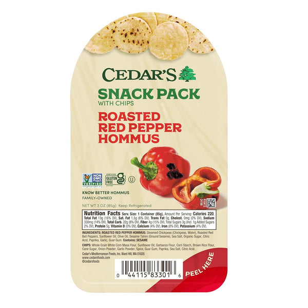 Cedar's Roasted Red Pepper Hummus with Chips Snack Pack