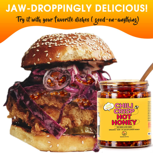 SAUCE UP 100% Natural Artisan Chili-Crisp-Hot-Honey 7.7oz - Crafted in NY, Premium 14 Ingredients, Flavor Bomb