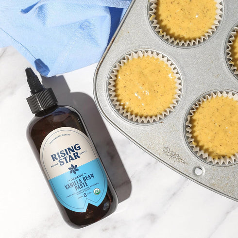 Rising Star 8 oz (2 Organic Vanilla Bean Paste, Ct) Organic Madagascar Bourbon Bean Paste for Baking & Desserts