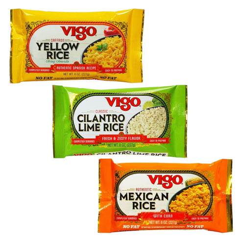Pack, 8oz Pack 3 Vigo Authentic Rice Variety Low Fat, of (Saffron Yellow Rice, Mexican Rice with Corn, and Cilantro