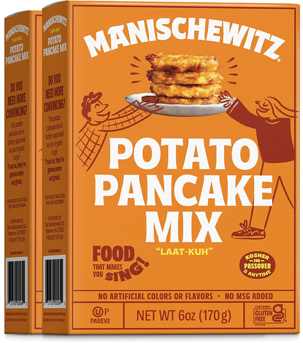 Manischewitz Potato Pancake Mix 6oz (2 Pack) Gluten Free, No MSG, Traditional
