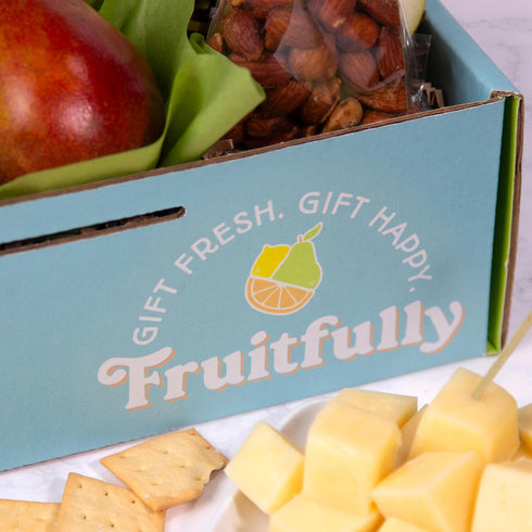 Congratulations Gift Box with Fruit and Cheese from Golden State Fruit