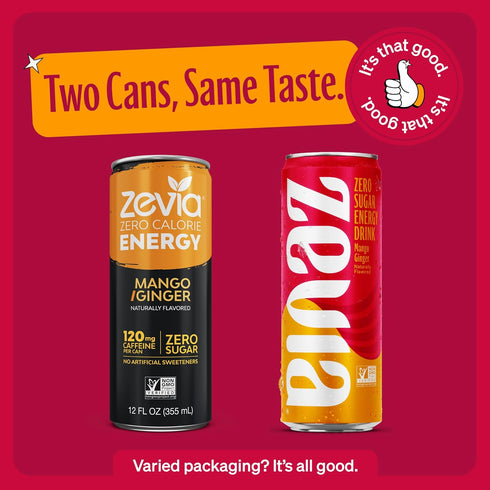 12 Oz (Pack 2) Zevia, Drink Energy Mango Ginger, Fl