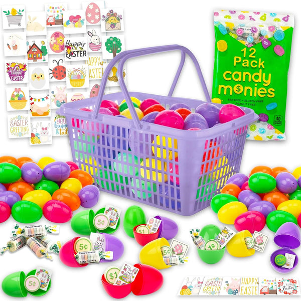 Platinum Series Bulk Easter Eggs & Basket Set - Easter Hunt Bundle of 60
