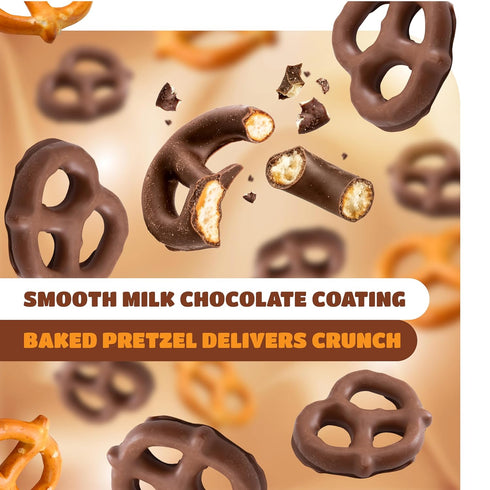 22 Pack Chocolate Covered Pretzels - Ounce - Milk Chocolate Pretzels for Office Bowls, Snacking, and Gifting - Sweet