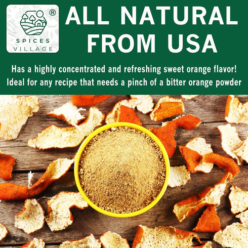 SPICES VILLAGE Orange Peel Powder, 4 oz Fresh Dried Zest and Rind for Cooking, Baking & Herb Tea