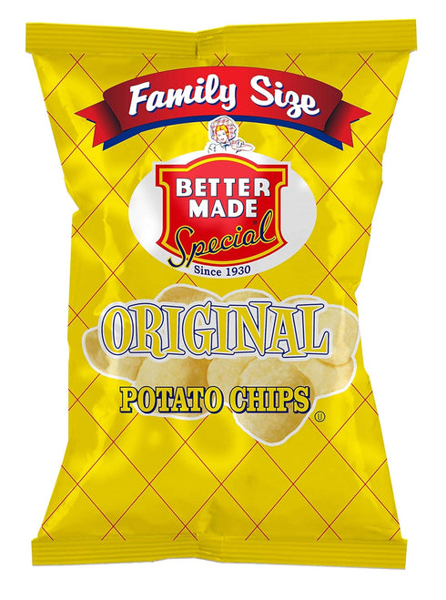 Pack (4) 9.5oz (Pack 4) Better Made Special Original & BBQ Potato Chips Variety x Family Size Bags of - Crispy