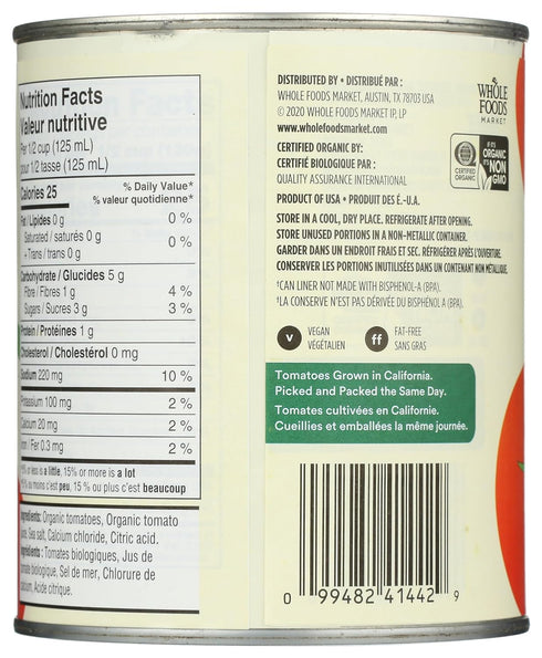 365 28 (Pack 3) by Whole Foods Market, Tomatoes Whole Peeled Organic, Ounce