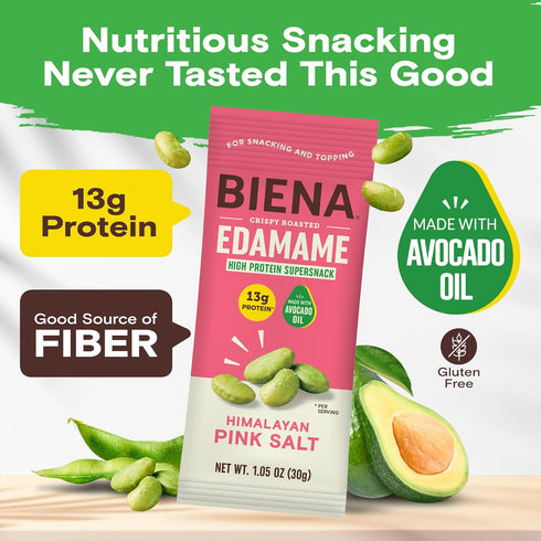 13g 10-Pack, 1.05oz Biena Crispy Roasted Edamame Beans Snack High Protein Low Carb Snack for Adults & Kids, Protein per