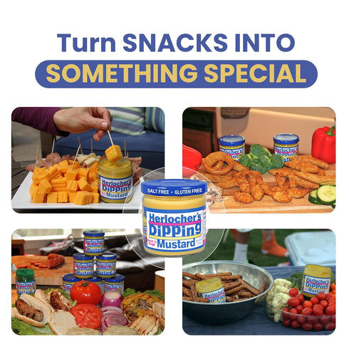 Pack 2 8 oz Herlochers Dipping Mustard of | Sweet & Tangy Mustard Dip, Jar | Gluten-Free, Salt-Free, Fat-Free | Perfect
