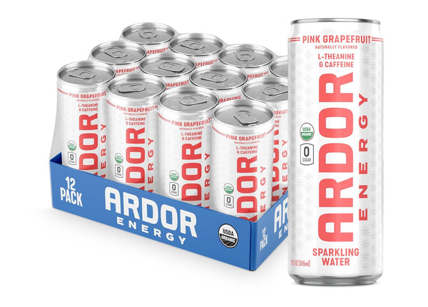 ARDOR ENERGY Sparkling Water with 100mg Natural Caffeine & 200mg L-Theanine from