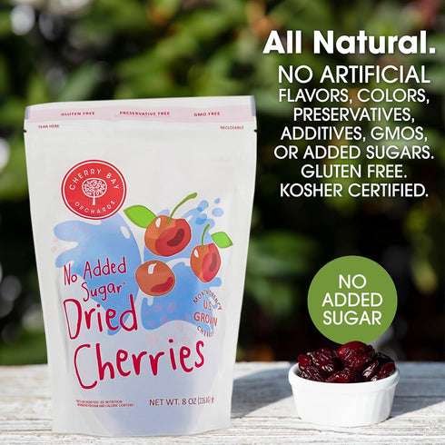 (Pack 8oz (1LB) -100% Packed Cherry Bay Orchards - Dried Montmorency Tart Cherries - No Added Sugar - of Two Bags