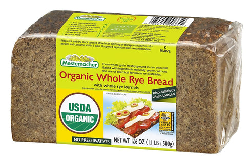 17.6 oz, pack 6) Mestemacher Whole Grain Bread (Organic Whole Rye