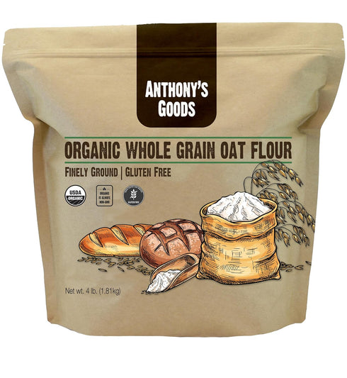 Anthony's Organic Whole Grain Oat Flour, 4 lb, Gluten Free, Non GMO,
