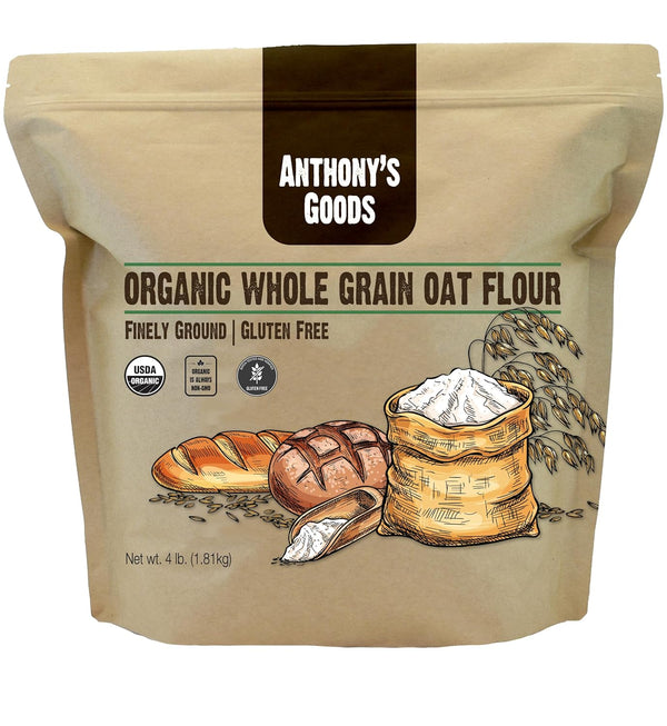 Anthony's Organic Whole Grain Oat Flour, 4 lb, Gluten Free, Non GMO,