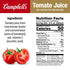 100% 64 oz Campbell's Tomato Juice, Tomato Juice, Bottle