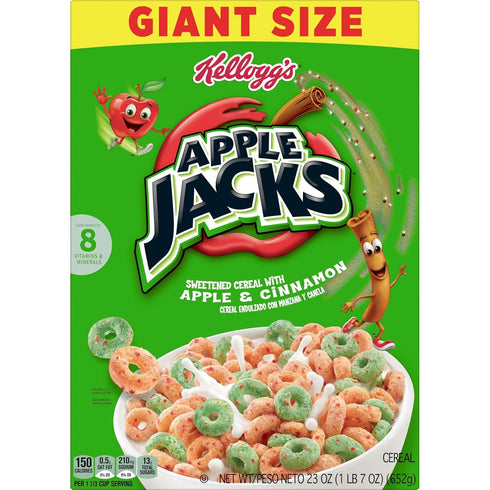Size,Original,23oz (1 Box),(Pack 2) Kelloggs Apple Jacks Breakfast Cereal,Kids Snacks,Family Breakfast,Giant Box