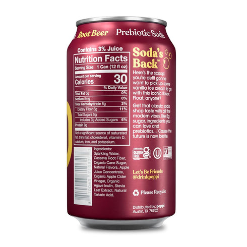 12 Oz, 1 Count, Packaging (Pack 6) Poppi Sparkling Prebiotic Soda Beverage with Apple Cider Vinegar, Seltzer Water