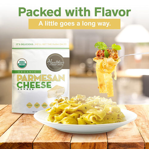 (7 (Pack 1), Healthier Comforts Organic Parmesan Cheese Powder, Kosher, Non-GMO, Chemical Free, Gluten Free, Keto