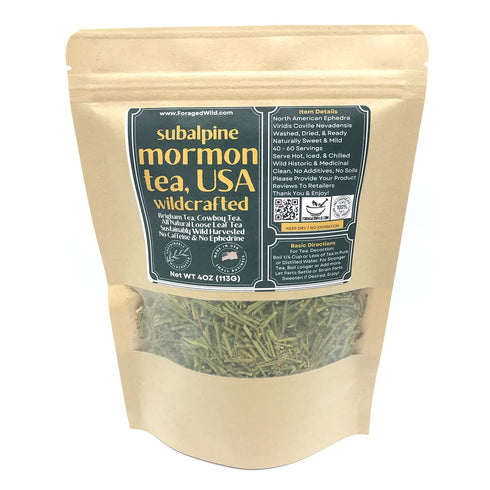 ForagedWild SUBALPINE Mormon Tea Wildcrafted 1/4lb Mormon Tea - Brigham Tea - Ephedra | USA Wildcrafted Dried Subalpine