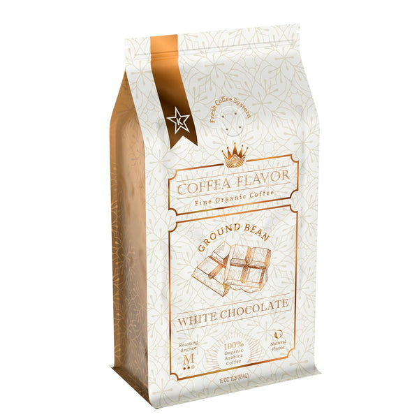 COFFEA FLAVOR FINE ORGANIC COFFEE White Chocolate Flavored Ground Coffee Medium Roast, 100% Arabica, Single Origin, Organic